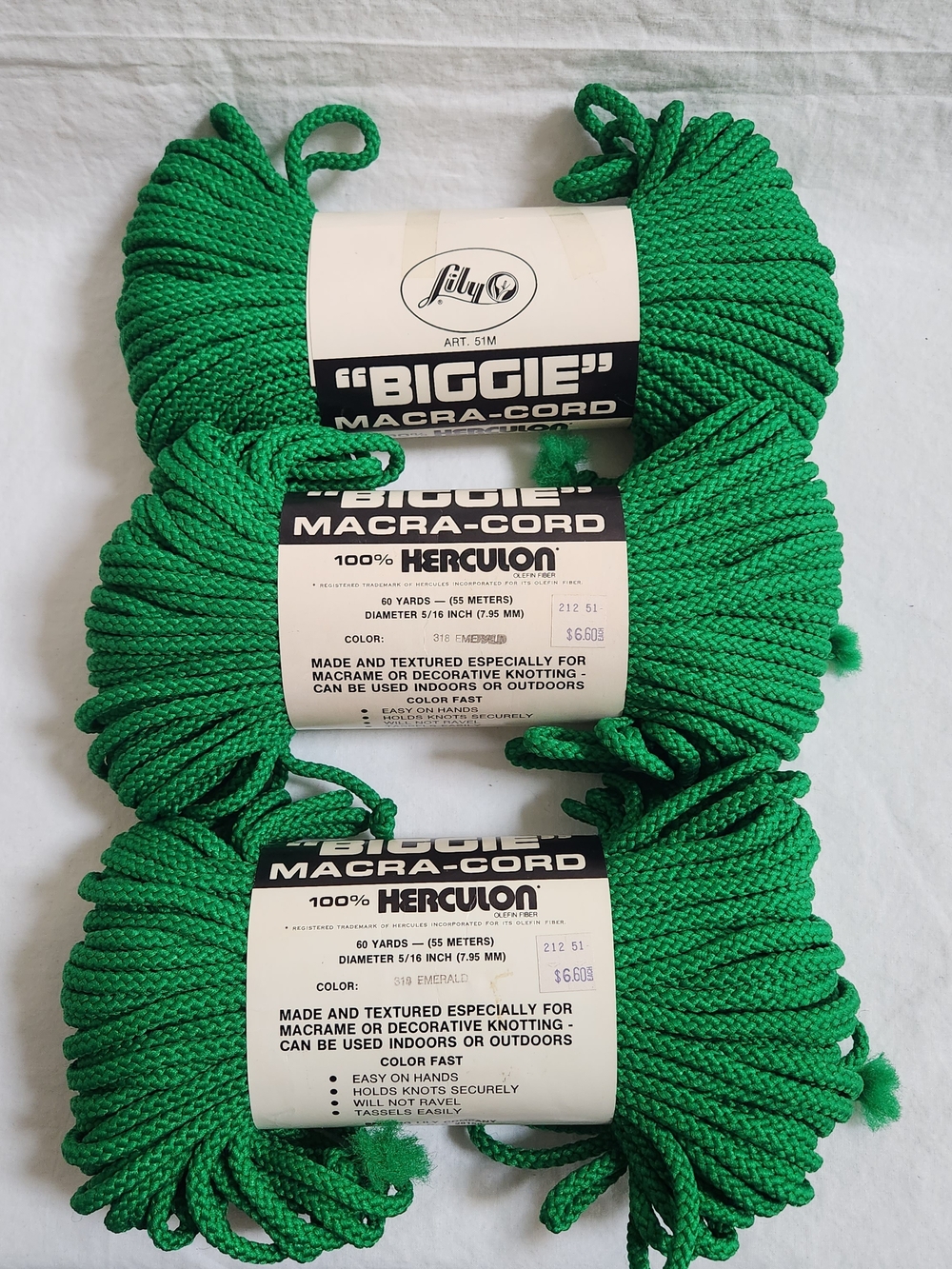 Biggie Macra-Cord 100% Herculon Macrame Cord - Emerald Green